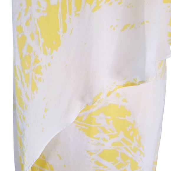 Halston Heritage Pure Silk Tiered Halter Maxi Dress in Yellow Ivory S - Picture 8 of 13